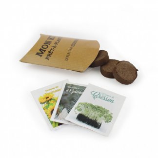 Kit De Plantation Avec 3 Sachets Dans Berlingot Publicitaire MON KIT Ouvert