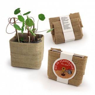 Kit De Plantation Dans Sachet étanche Et Cache Pot En Jute Personnalisé COCO JUTE