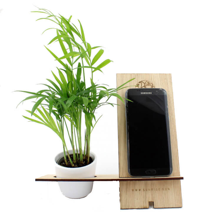 Support téléphone en bois avec plante - TELOPANTE - Vertlapub