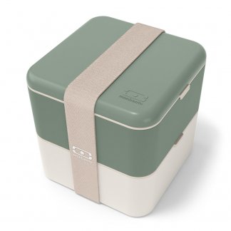 Boîte Repas Publicitaire En Plastique PBT 1700ml MONBENTO SQUARE Vert