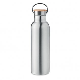 Bouteille Publicitaire Isotherme En Acier Inoxydable Et Bambou 750ml HELSINKI MED