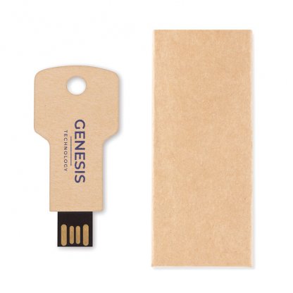 Clé USB En Forme De Clé En Papier USBPAP Logo Et Boîte
