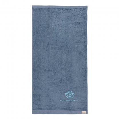 Serviette De Bain En Coton Certifié Et Recyclé 50x100cm TODOU Bleu Logo