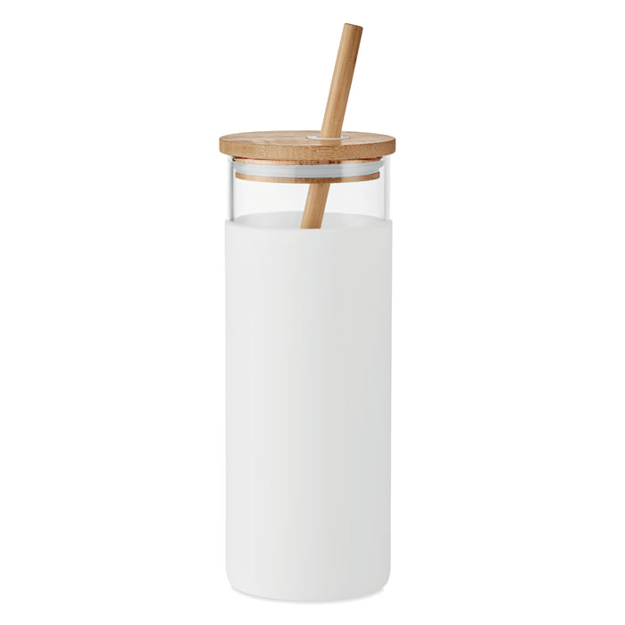 Gobelet avec paille en verre, bambou et silicone - 450ml - STRASS -  Vertlapub