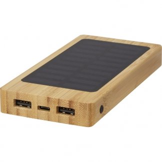 Batterie De Secours Solaire Personnalisable En Bambou 8000mAh