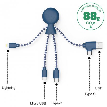Câble De Charge Multi Connecteurs En ABS Biodégradable MR BIO Bleu