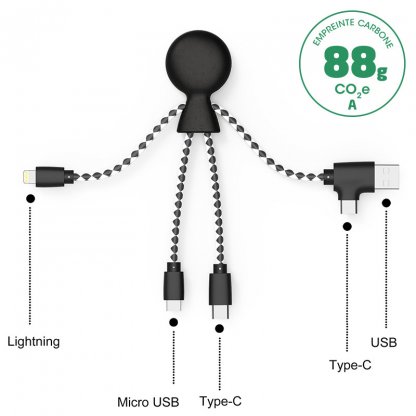 Câble De Charge Multi Connecteurs En ABS Biodégradable MR BIO Noir
