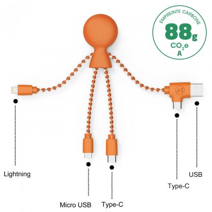 Câble De Charge Multi Connecteurs En ABS Biodégradable MR BIO Orange
