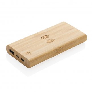 Powerbank avec induction en bambou FSC publicitaire - 8000mAh - BOGART