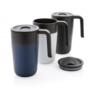 Tasse isotherme avec poignée en acier inoxydable recyclé publicitaire - 480ml - BOTTA