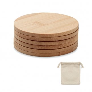 Set de 6 sous-verres ronds en bambou personnalisable - BAYIN