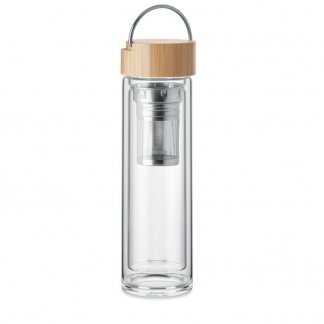 Bouteille avec infuseur à thé personnalisableen verre et bambou - 400ml - BATAMI