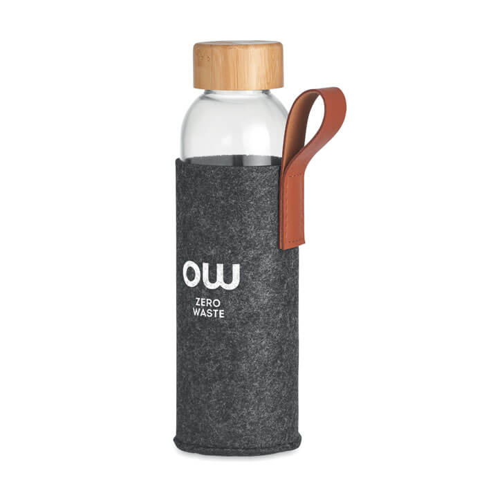 Bouteille publicitaire en verre et bambou avec pochette – 500ml – THAI – Image 5