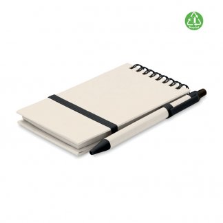 Carnet A6 + stylo publicitaire en carton et papier recyclé - MITO SET