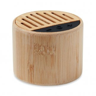 Enceinte publicitaire sans fil bluetooth en bambou - ROUND LUX