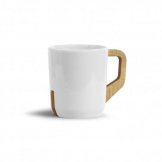 Mug Promotionnel En Céramique Avec Poignée En Bois 320ml TRISTAN Blanc