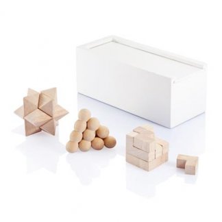 Set 3 casse-tête chinois publicitaire en bois certifié - WOODGAME