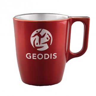 Mug Publicitaire En Verre Trempé Teinté Métal 250ml Rouge