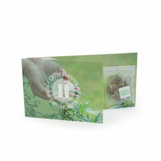 Carte publicitaire avec sachet de thé CBD - INFUSION