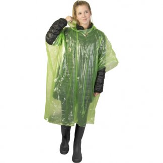 Poncho De Pluie Jetable Personnalisable En Plastique Recyclé MAYAN Vert Porté