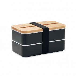 Lunch box promotionnel en plastique recyclé et bambou à 2 niveaux - 400ml x 2 - WINT