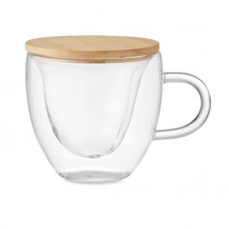 Tasse personnalisable double paroi en verre et bambou - 200ml - CORAMUG