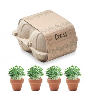 Kit de plantation dans pot en terre cuite promotionnel- 4 pots - CRESS