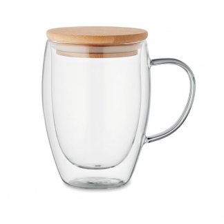 Mug à personnaliser double paroi en verre et bambou - 350ml - TIROL