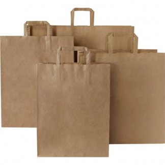 Sac En Papier Kraft Personnalisé Poignées Plates 80g 4 Tailles Kraft