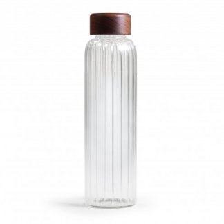 Bouteille en verre publicitaire borosilicate et bois - 550ml - PURFLOW