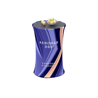 Comptoir d'accueil promotionnel noir en toile polyester recyclé - 210g - anti-feu B1 - AEROBAR 060