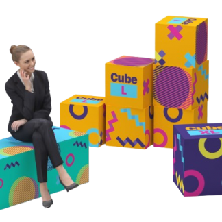 Cube publicitaire en mousse et toile polyester recyclé - 210g - anti-feu B1 - CUBE L ou XL