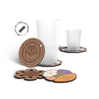 Sous-verre sur-mesure publicitaire en bois MDF - SOUCREA