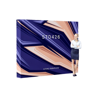 Stand parapluie velcro publicitaire en toile polyester recyclé - 210g - anti-feu B1 - STD 426