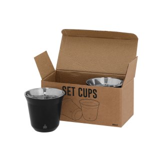 Set De 2 Verres Personnalisés En Inox Recyclé KODET Noir Avec Boite