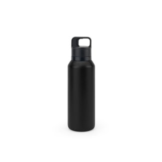Bouteille isotherme publicitaire NICKLAUS en inox recyclé noir, 590ml, photo du produit seul