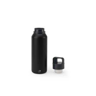 Bouteille isotherme publicitaire NICKLAUS en inox recyclé noir, marquage